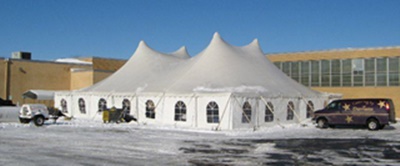 Rent party tents in winter with sidewalls and heaters