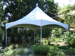 Small frame tent for backyard party.