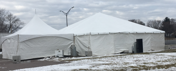 Weighted frame tent rental for ice fishing trip in Wisconsin