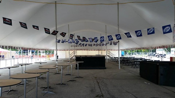 Church festival event tent interior