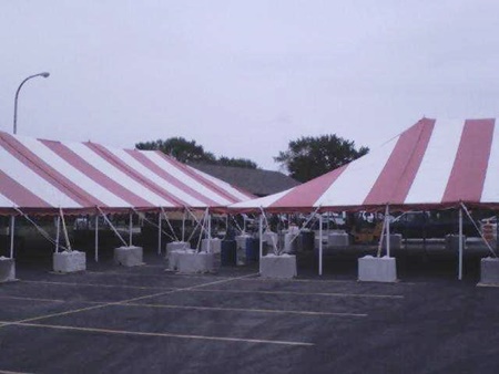 Frame tent on parking lot