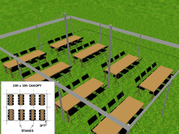 20 by 30 foot Tent Layout for Graduation