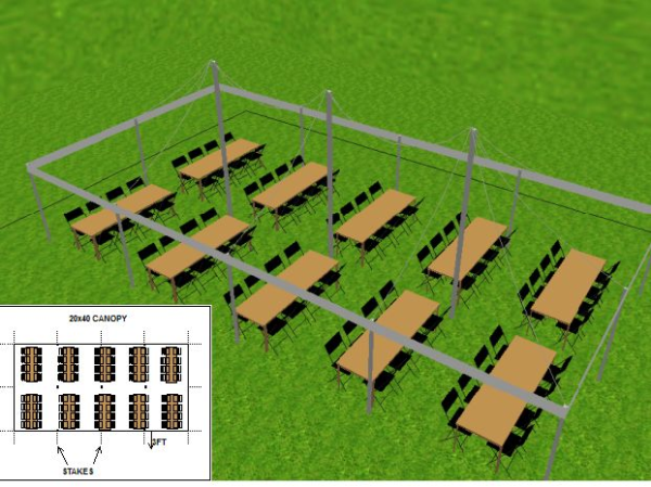 20 by 40 foot Tent Layout for Graduation