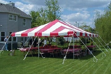 20 by 30 foot Striped Tent rental in Wisconsin