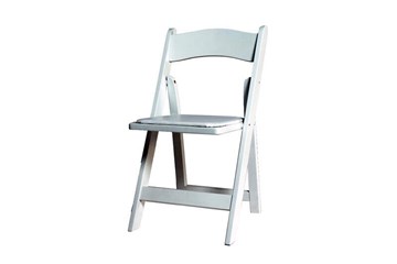 White wood style resin, folding with padded seat