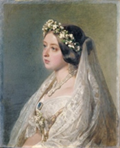 Queen Victoria in white gown