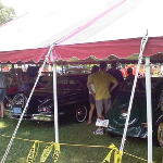 40 by 80 striped tent rental for Wisconsin Dells car show