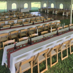 60x70 Tent Natural Wood Chairs