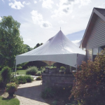 High peak frame tent in white for Fitchburg backyard party