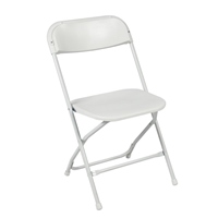 White folding metal chair