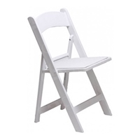White folding resin chair 
